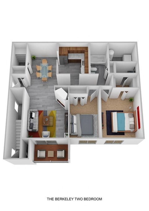 Floor plan for 2 beds, 1.5 baths